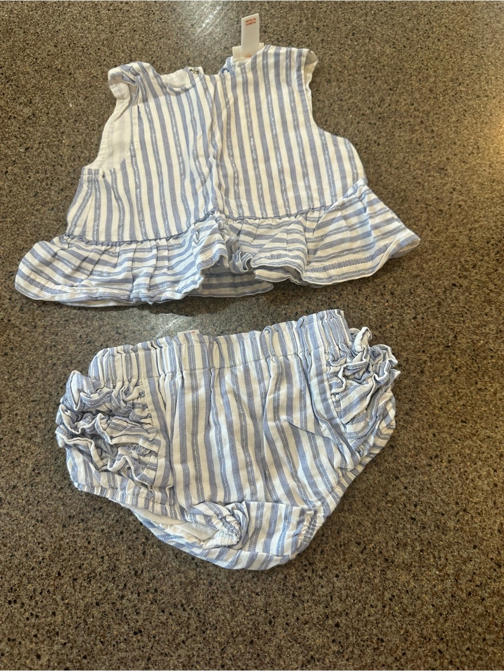 Striped Blue & White Ruffle Baby Set